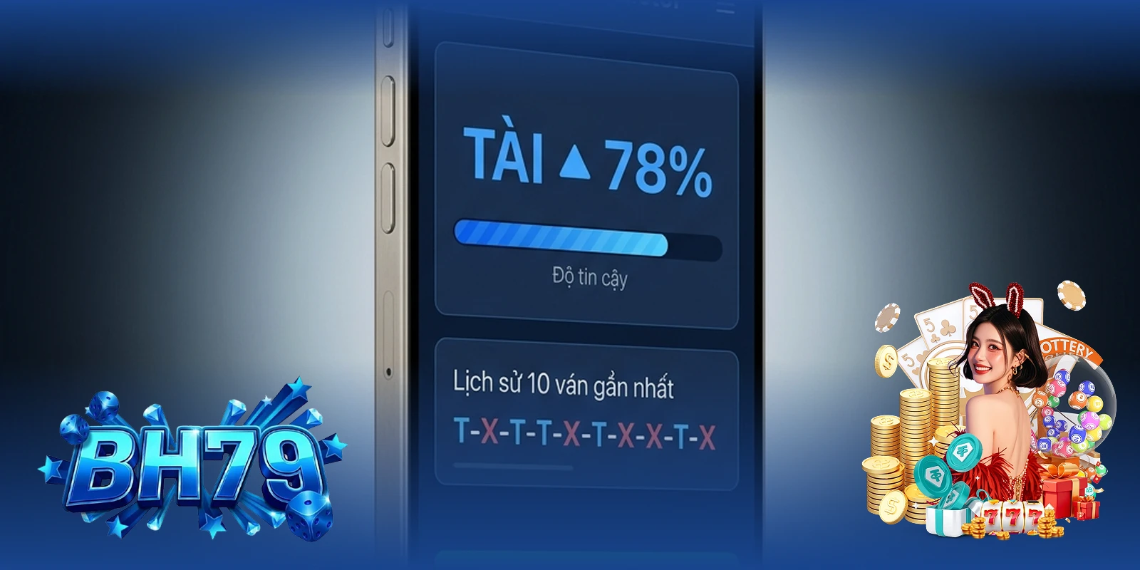 App dự đoán Tài Xỉu iOS BH79 — giao diện soi cầu AI chuyên nghiệp trên iPhone